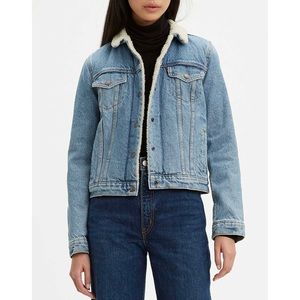 Levi's Original Sherpa Denim Trucker Jacket light blue